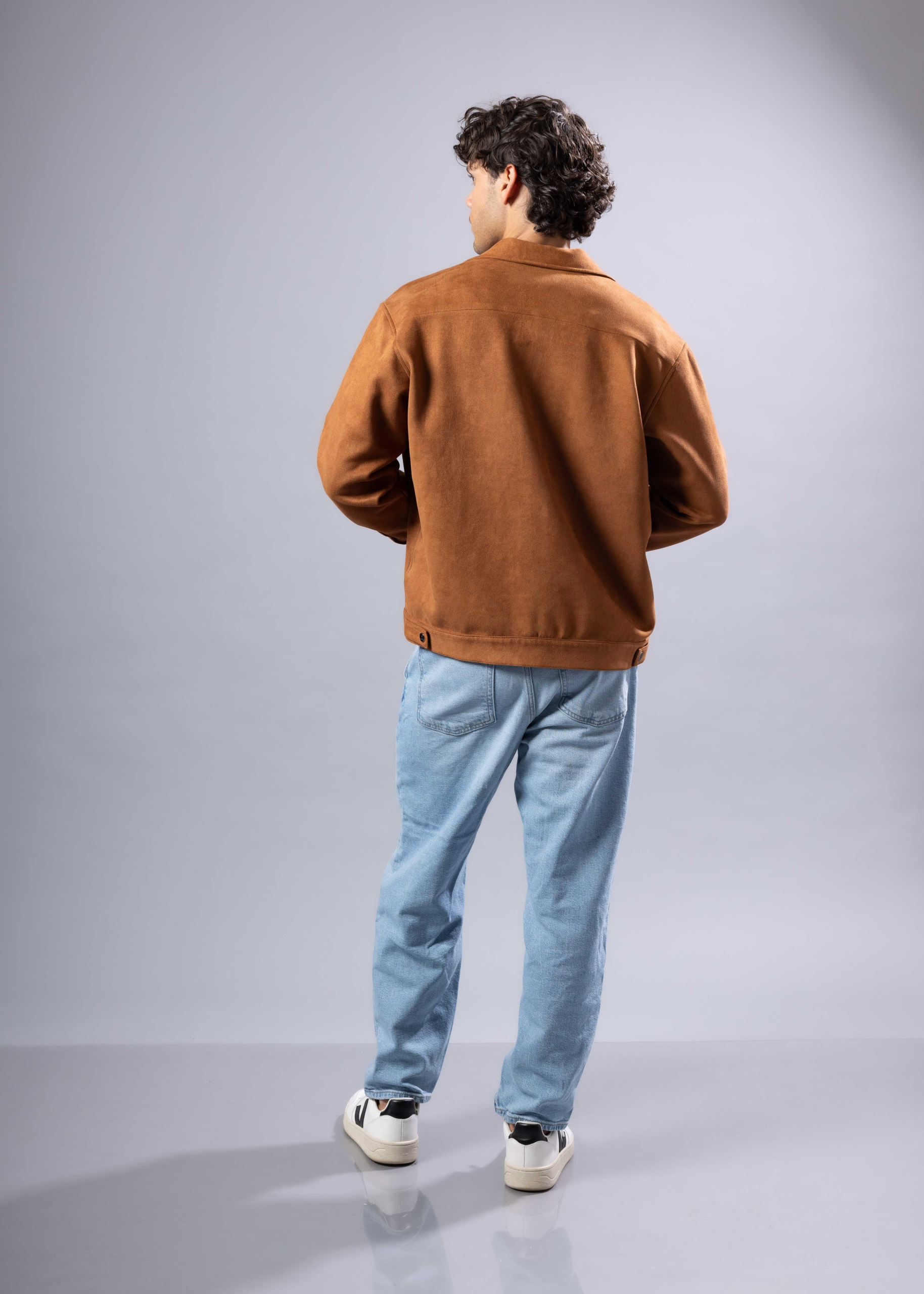 Bespoke Chestnut Brown Suede Overshirt Jacket - Image 3